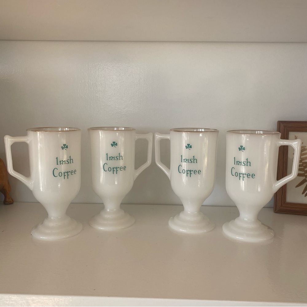 Federal Milk Glass Irish Coffee Mugs St. Patrick’s Day